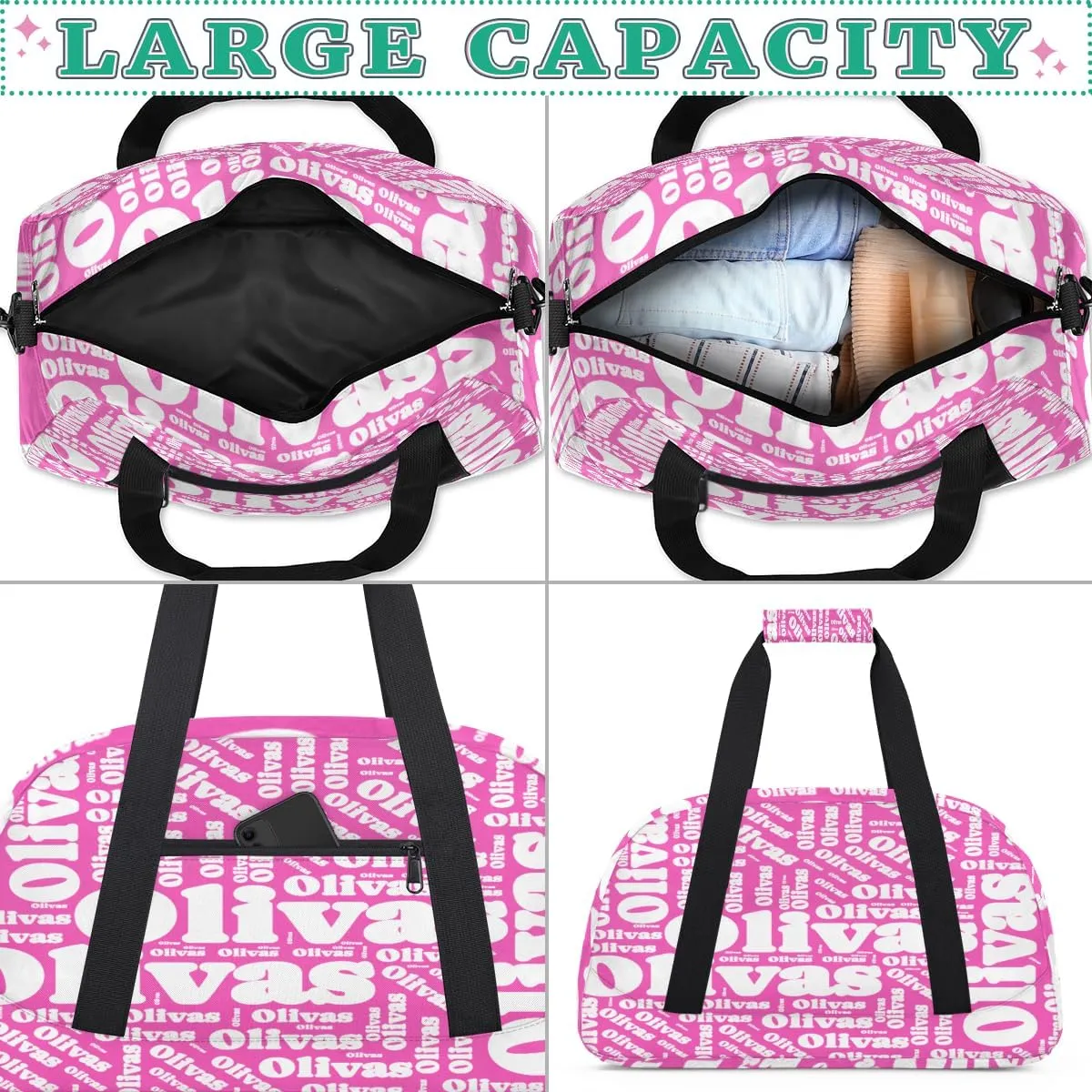 Personalized Dance Bag Gymnastics Bag for Girl, Custom Sport Duffel Bag for Boy, Kids Gym Bag Weekender Bags for Travel Sport White