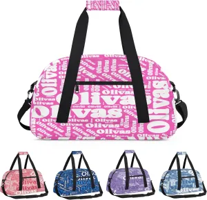 Personalized Dance Bag Gymnastics Bag for Girl, Custom Sport Duffel Bag for Boy, Kids Gym Bag Weekender Bags for Travel Sport White