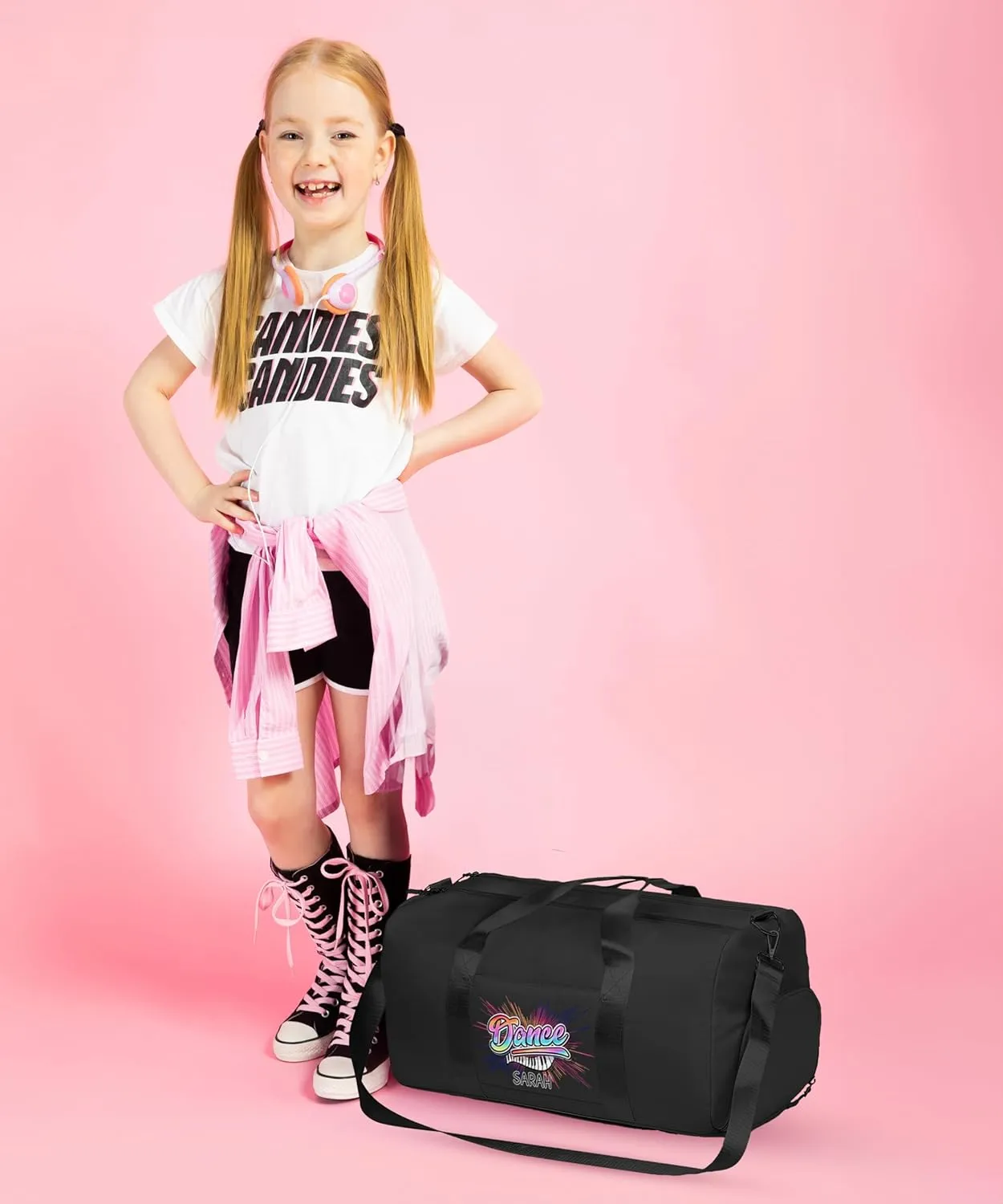 Personalized Dance Duffle Bag for Women, Girls - Custom Duffel Bag - Different Color & Design Options - Black