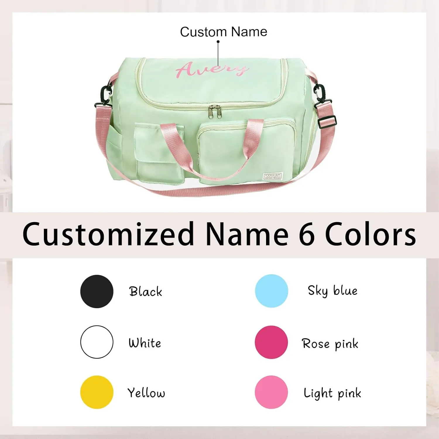 Personalized Duffel Bag | Custom Name Gym Bag with Shoes Pockets, Oxford Cloth Sports Bag Weekender Overnight Traveling Bag for Women Men(Green)