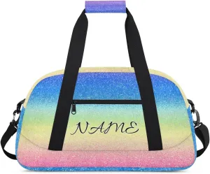 Personalized Duffle Bag, Custom Name Sport Gym Bag Weekender Overnight Bags Travel Duffel Bag, Blue Pink