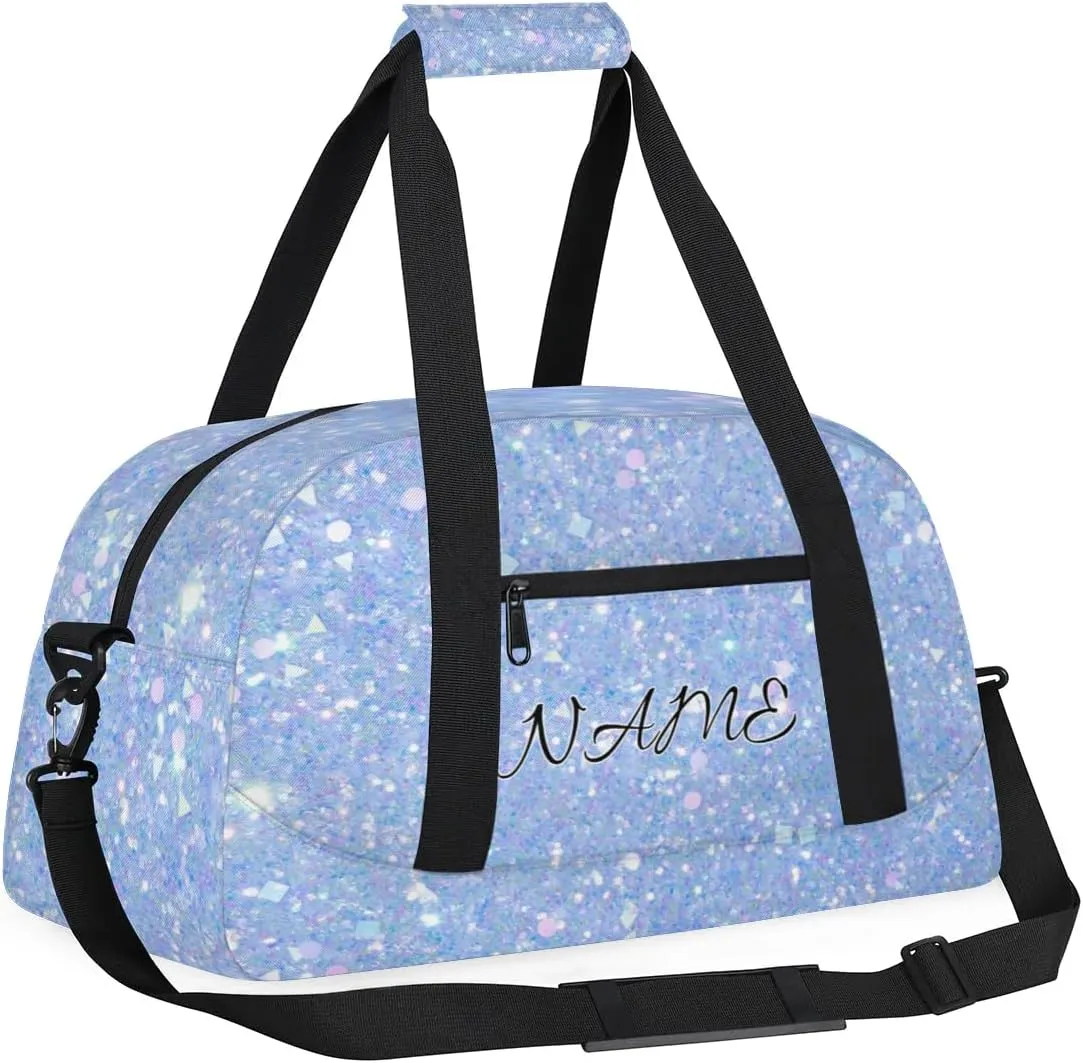 Personalized Duffle Bag, Custom Name Sport Gym Bag Weekender Overnight Bags Travel Duffel Bag, Blue
