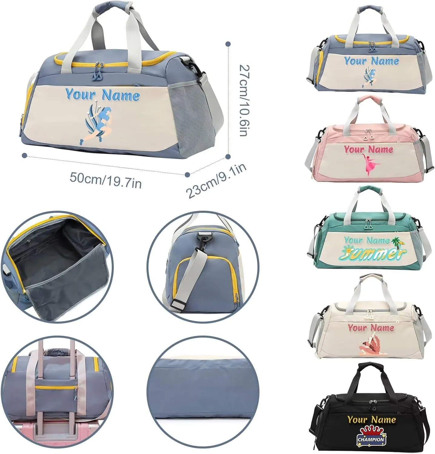Personalized Duffle Bag Large Capacity Customized Sports Bag Multifunctional Fitness Duffle Bag with Wet/Dry Pocket Weekend Travel Bag,Gifts for men and women