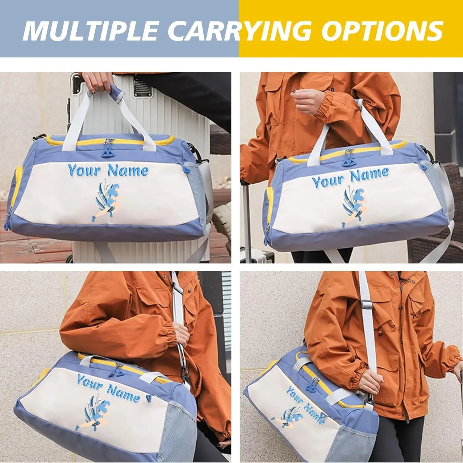 Personalized Duffle Bag Large Capacity Customized Sports Bag Multifunctional Fitness Duffle Bag with Wet/Dry Pocket Weekend Travel Bag,Gifts for men and women