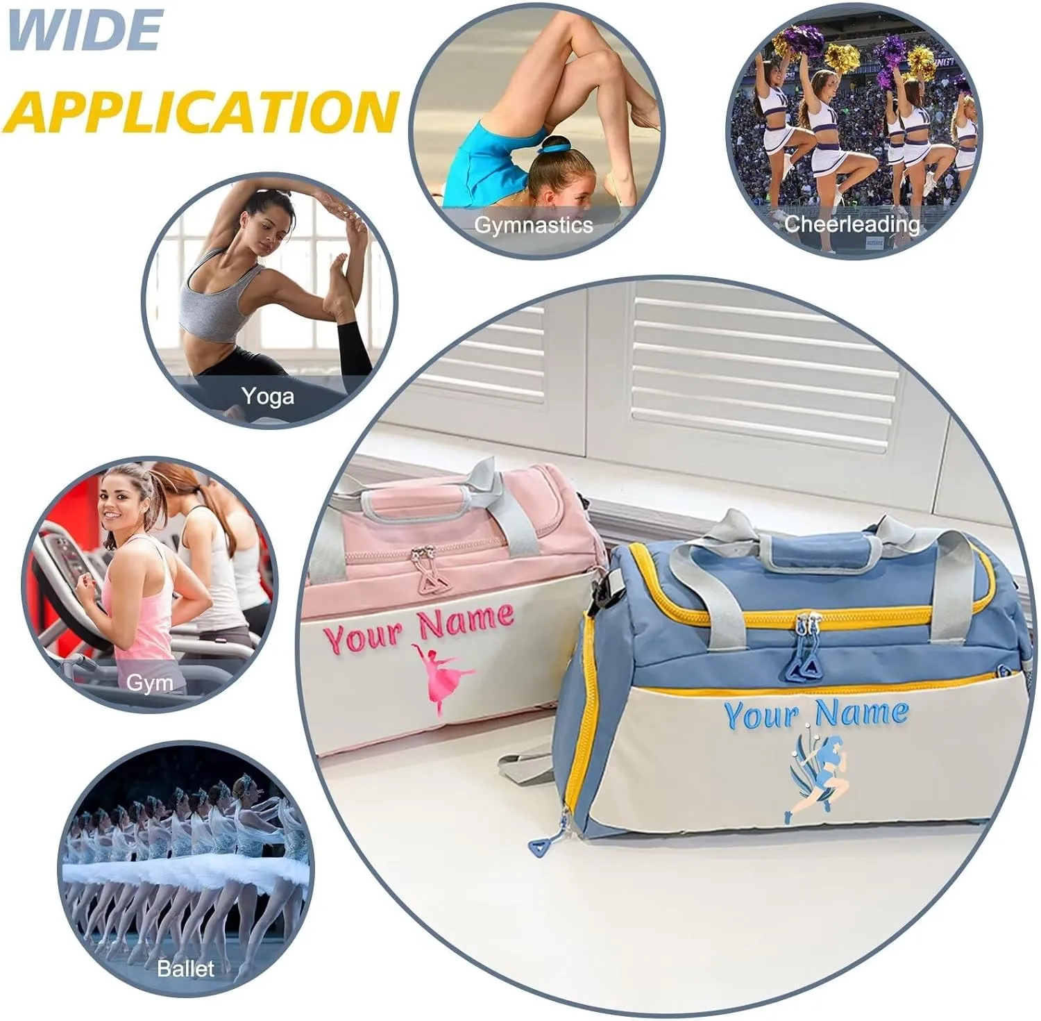 Personalized Duffle Bag Large Capacity Customized Sports Bag Multifunctional Fitness Duffle Bag with Wet/Dry Pocket Weekend Travel Bag,Gifts for men and women