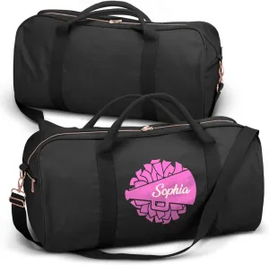 Personalized Duffle Bag with Name for Cheerleader, Personalized Weekender Duffle, Custom Carry On Tote Bags for Cheer Uniform, Travel Essentials Cheerleader Gifts Overnight Luggage Bag- Black