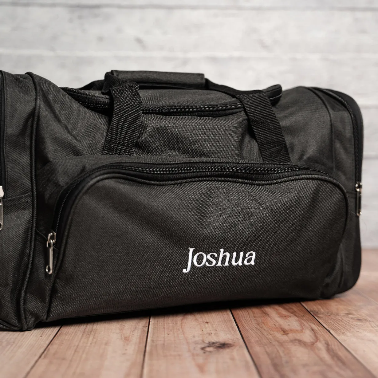 Personalized Embroidered Black Duffle Bag