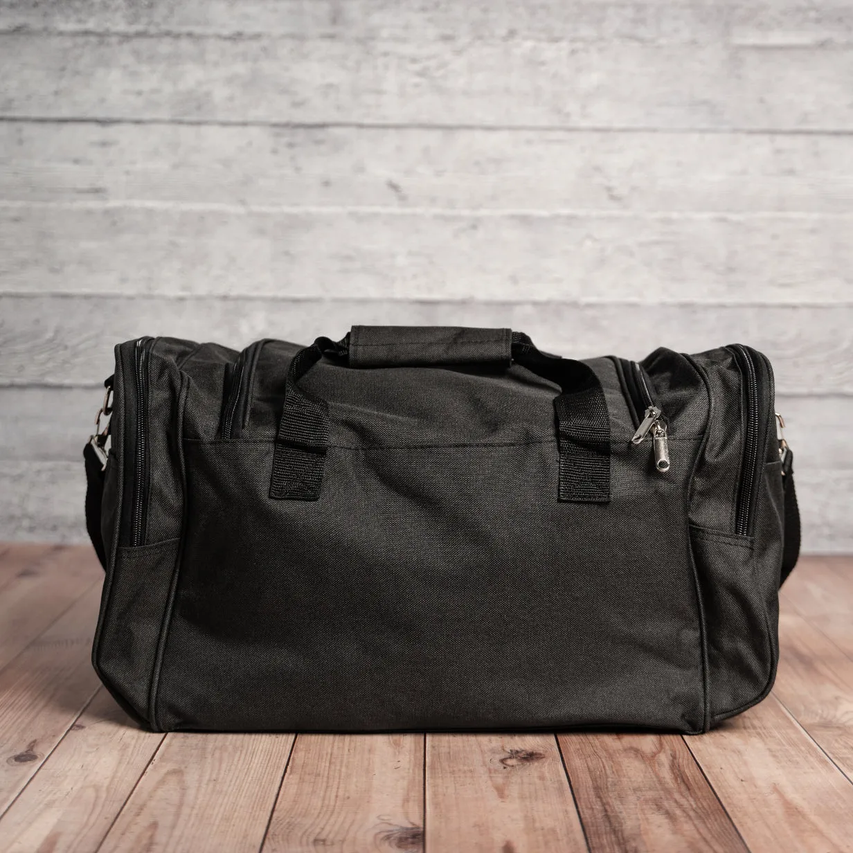 Personalized Embroidered Black Duffle Bag