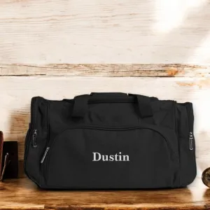 Personalized Embroidered Black Duffle Bag