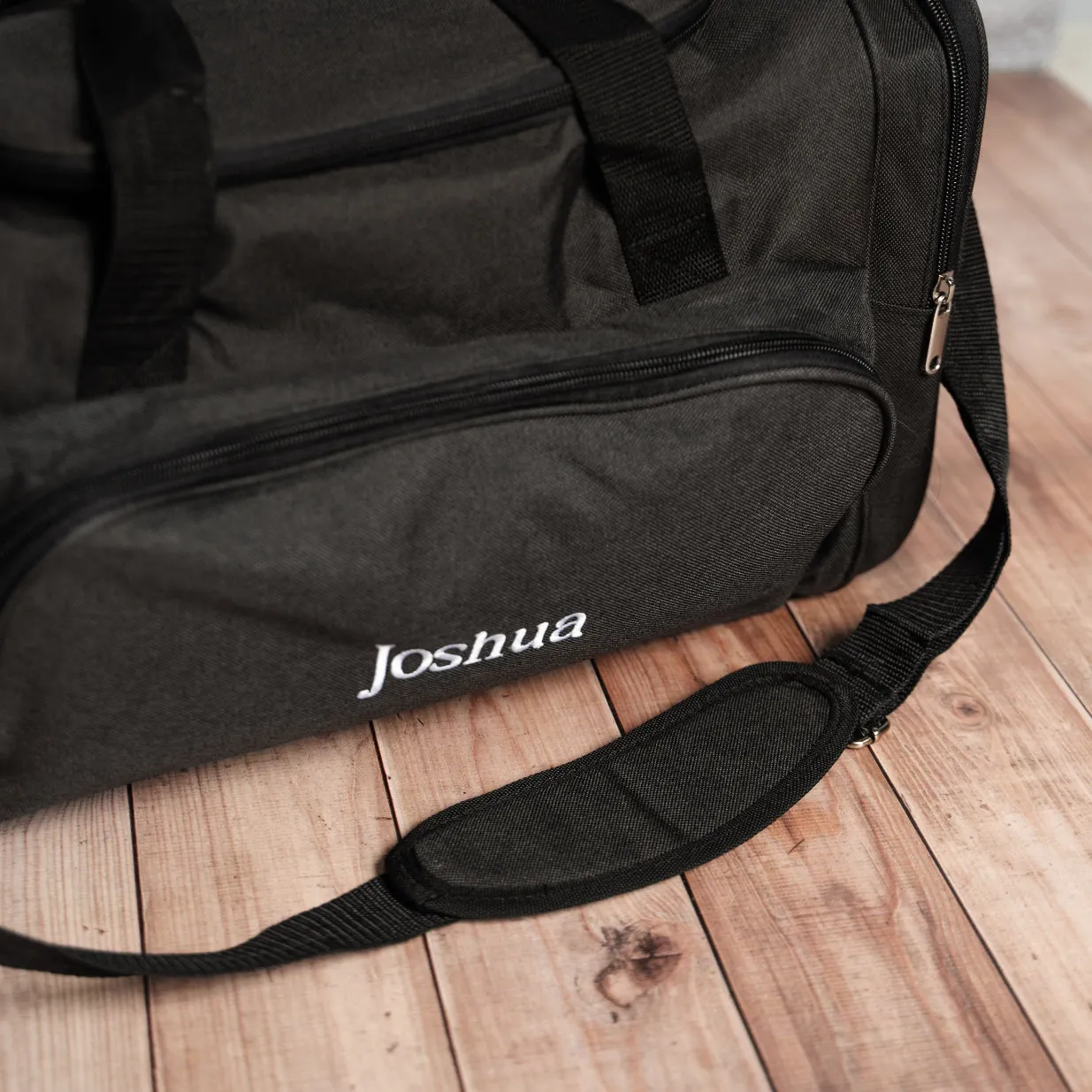 Personalized Embroidered Black Duffle Bag
