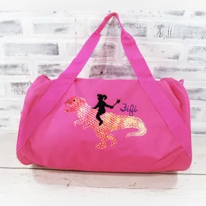 Personalized Girl's T-Rex Travel Bag