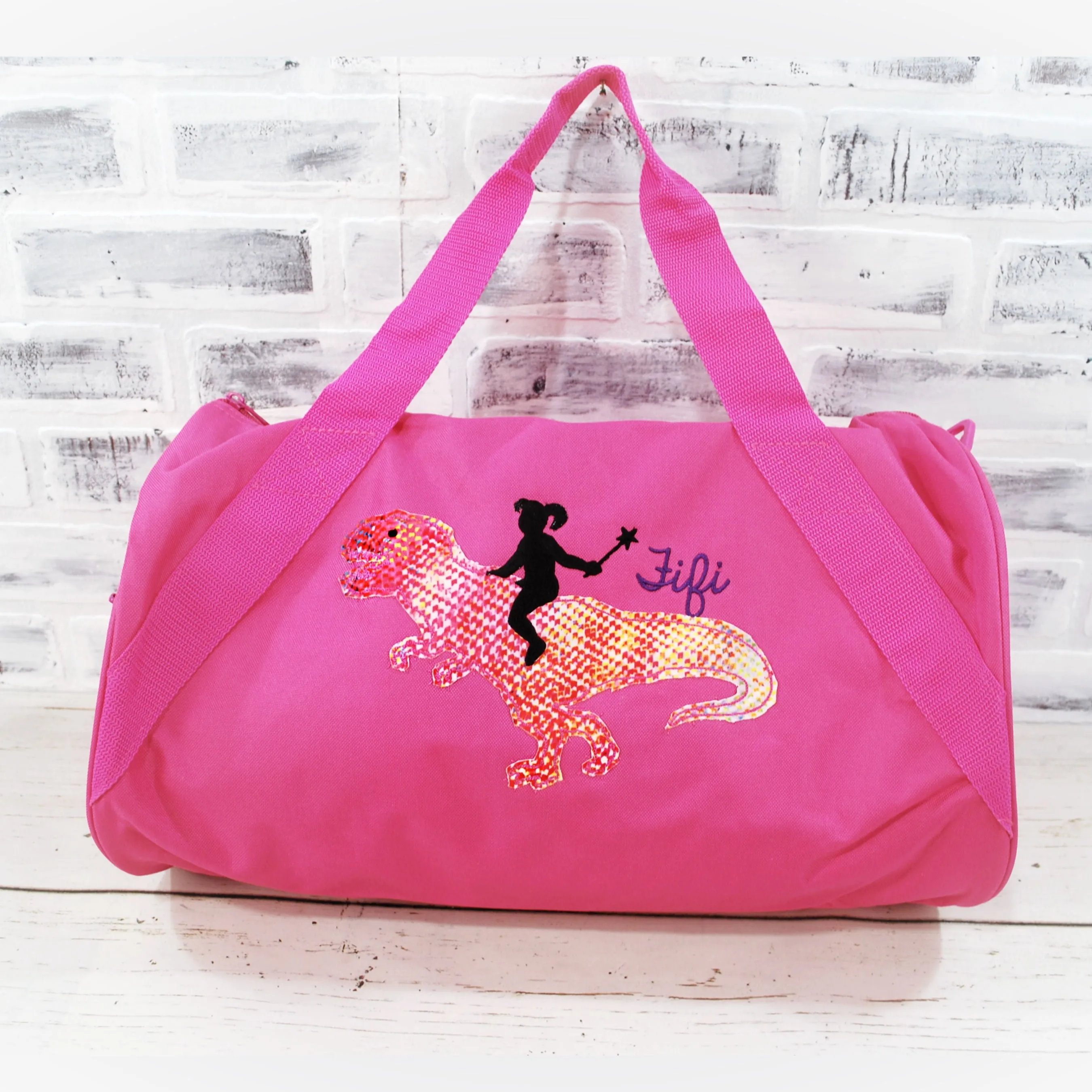 Personalized Girl's T-Rex Travel Bag
