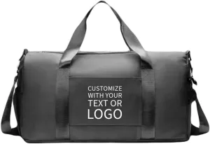 Personalized Gym Bag - Custom Duffle Bag for Men and Women (Grey with your text and logo)