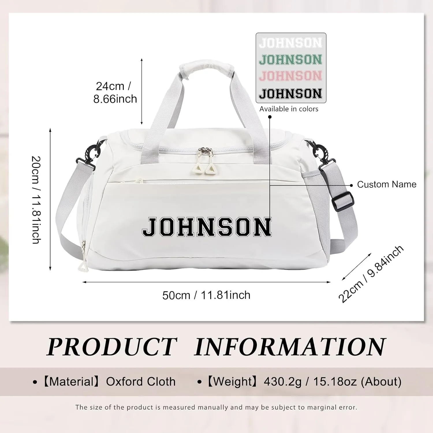 Personalized Gym Bag Custom Name Gym Bags for Men Women duffle bag for travel Weekend Sport Bag Carry On Bags for Airplanes Black Pink Purple 18x10x9 Inches