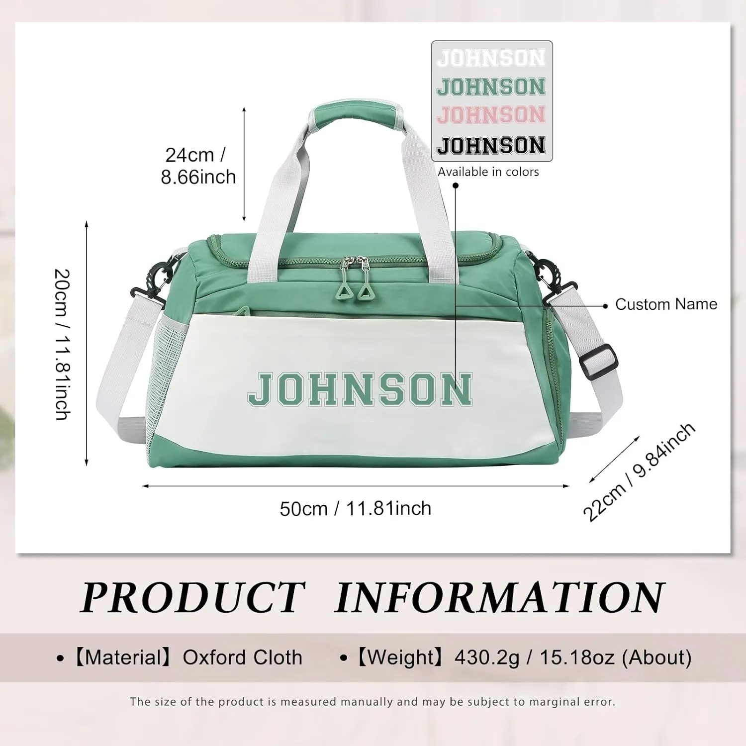 Personalized Gym Bag Custom Name Gym Bags for Men Women duffle bag for travel Weekend Sport Bag Carry On Bags for Airplanes Black Pink Purple 18x10x9 Inches