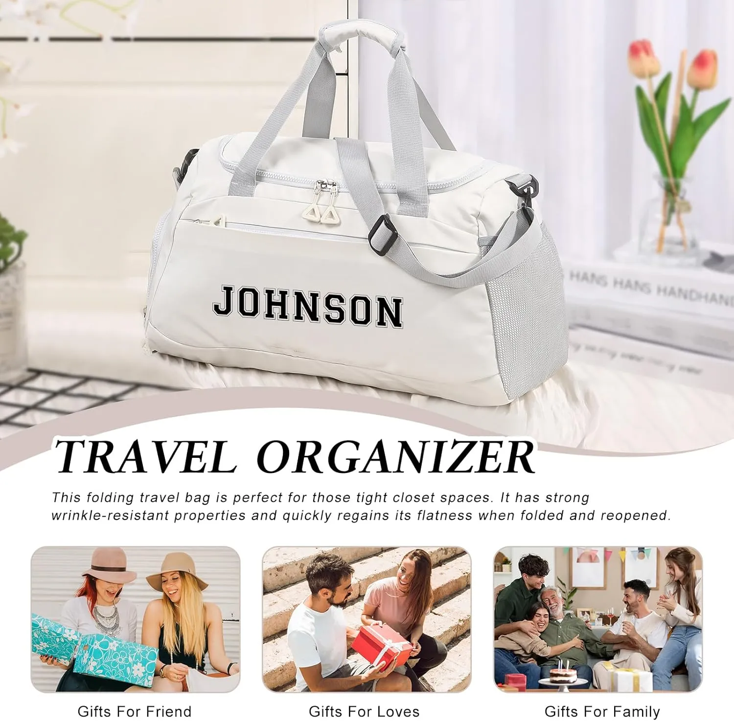 Personalized Gym Bag Custom Name Gym Bags for Men Women duffle bag for travel Weekend Sport Bag Carry On Bags for Airplanes Black Pink Purple 18x10x9 Inches
