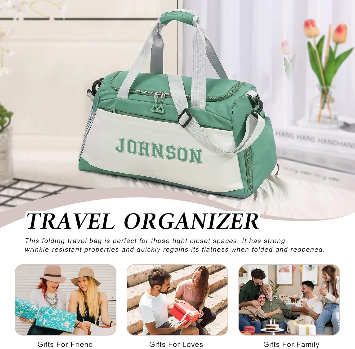 Personalized Gym Bag Custom Name Gym Bags for Men Women duffle bag for travel Weekend Sport Bag Carry On Bags for Airplanes Black Pink Purple 18x10x9 Inches