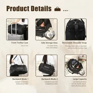 Personalized Gym Bag, Custom Name Travel Duffle Bag, Waterproof Weekender Bag Carry On Tote Bags for Women, Travel Essentials Sport Bag for Men (Black)