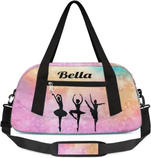 Personalized Gym Bag Dance Bag for Girls, Personalized Gifts Custom Sports Gym Bag, Customized Kids Duffel Bags Weekender Overnight Bag Travel Duffel Bag, Colorful Watercolor Mermaid Scales Ballet