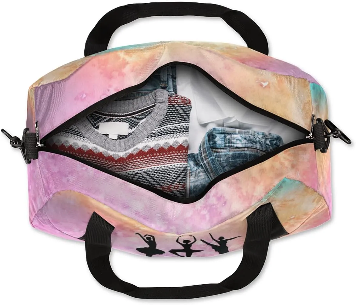 Personalized Gym Bag Dance Bag for Girls, Personalized Gifts Custom Sports Gym Bag, Customized Kids Duffel Bags Weekender Overnight Bag Travel Duffel Bag, Colorful Watercolor Mermaid Scales Ballet