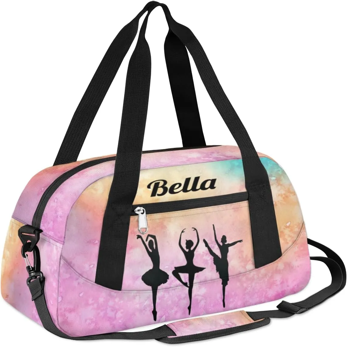 Personalized Gym Bag Dance Bag for Girls, Personalized Gifts Custom Sports Gym Bag, Customized Kids Duffel Bags Weekender Overnight Bag Travel Duffel Bag, Colorful Watercolor Mermaid Scales Ballet