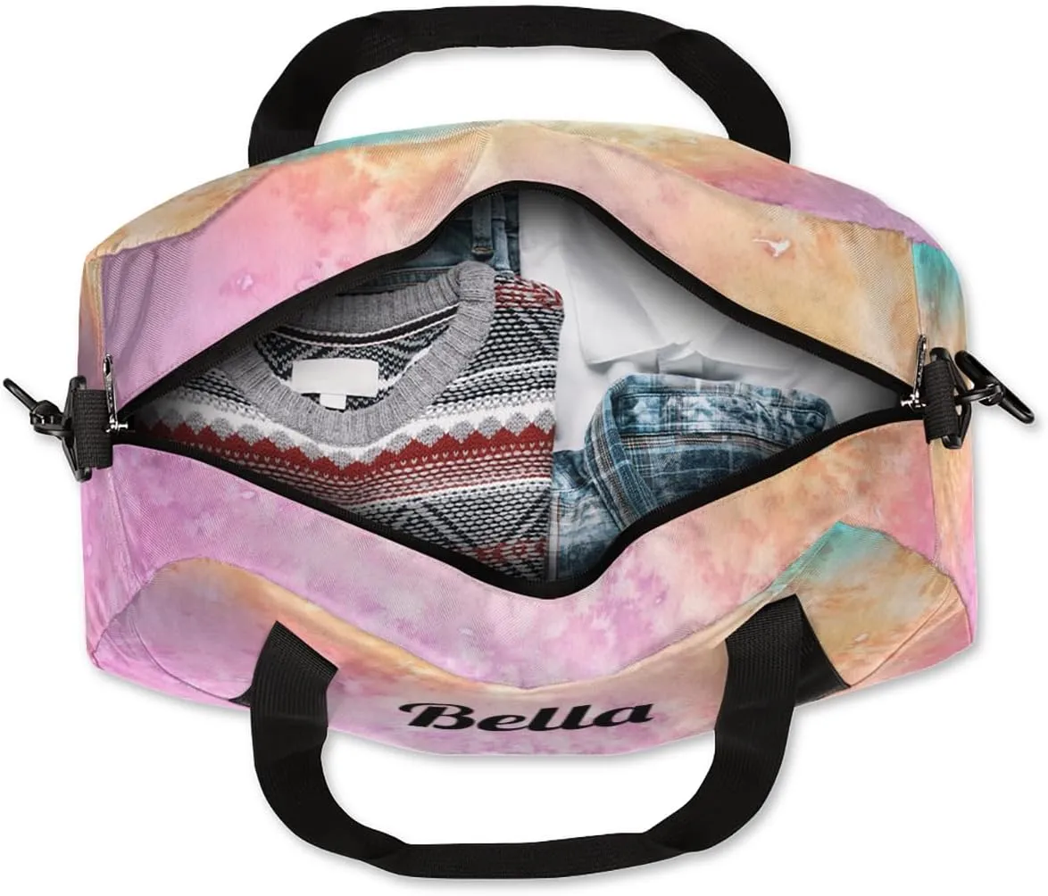 Personalized Gym Bag Dance Bag for Girls, Personalized Gifts Custom Sports Gym Bag, Customized Kids Duffel Bags Weekender Overnight Bag Travel Duffel Bag, Colorful Watercolor Mermaid Scales