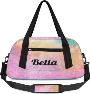 Personalized Gym Bag Dance Bag for Girls, Personalized Gifts Custom Sports Gym Bag, Customized Kids Duffel Bags Weekender Overnight Bag Travel Duffel Bag, Colorful Watercolor Mermaid Scales