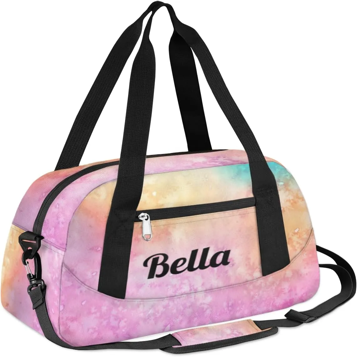 Personalized Gym Bag Dance Bag for Girls, Personalized Gifts Custom Sports Gym Bag, Customized Kids Duffel Bags Weekender Overnight Bag Travel Duffel Bag, Colorful Watercolor Mermaid Scales