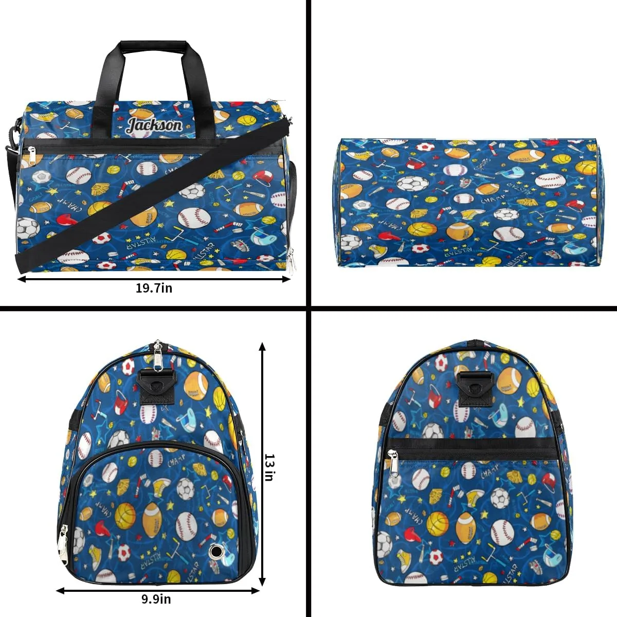 Personalized Gym Bag for Boys Men, Personalized Custom Sports Duffle Bag with Shoes Compartment, Customized Dance Bag Weekender Overnight Bag Travel Duffel Bag, Baseball Basketball