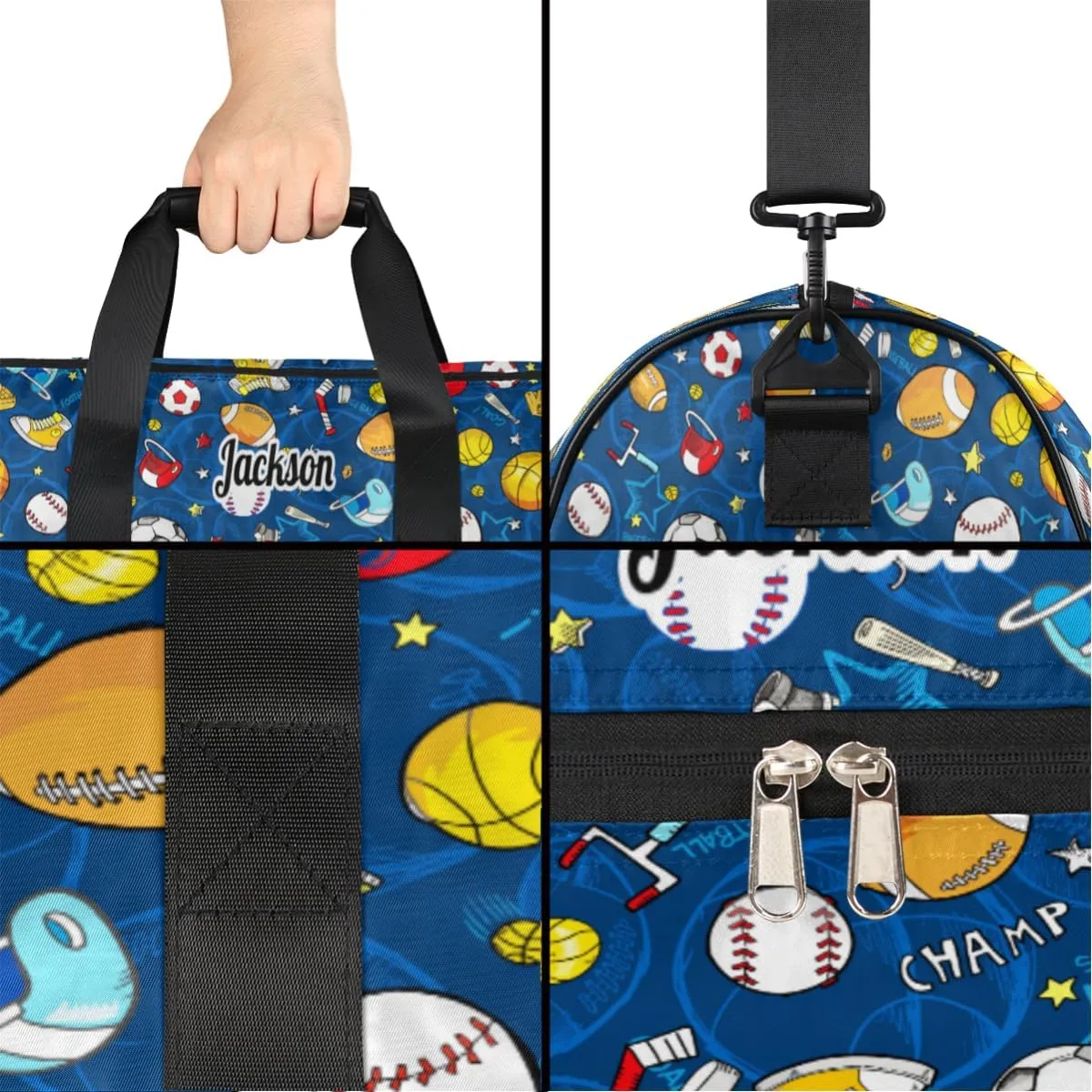 Personalized Gym Bag for Boys Men, Personalized Custom Sports Duffle Bag with Shoes Compartment, Customized Dance Bag Weekender Overnight Bag Travel Duffel Bag, Baseball Basketball