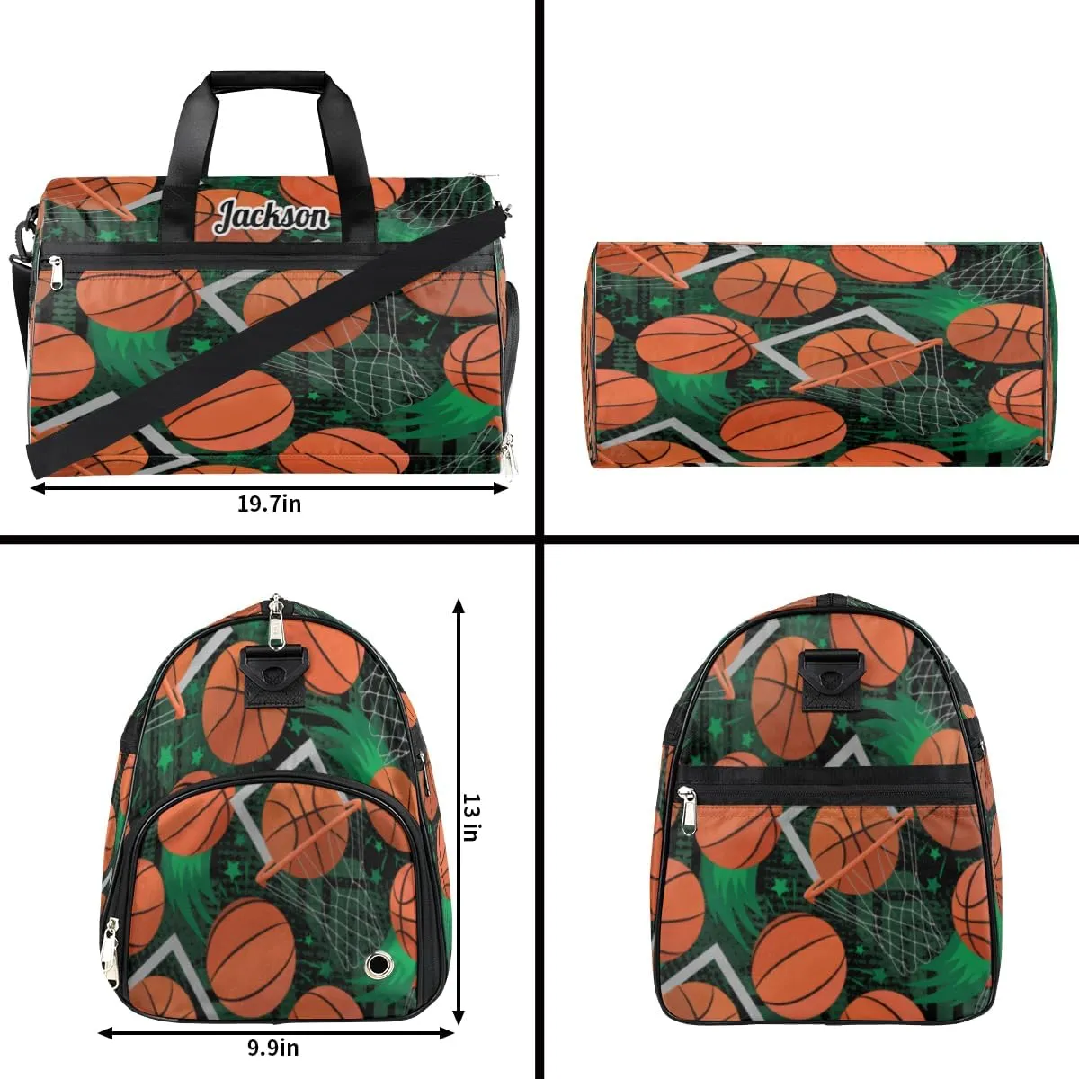 Personalized Gym Bag for Boys Men, Personalized Custom Sports Duffle Bag with Shoes Compartment, Customized Dance Bag Weekender Overnight Bag Travel Duffel Bag, Sports Basketball Shoot Box