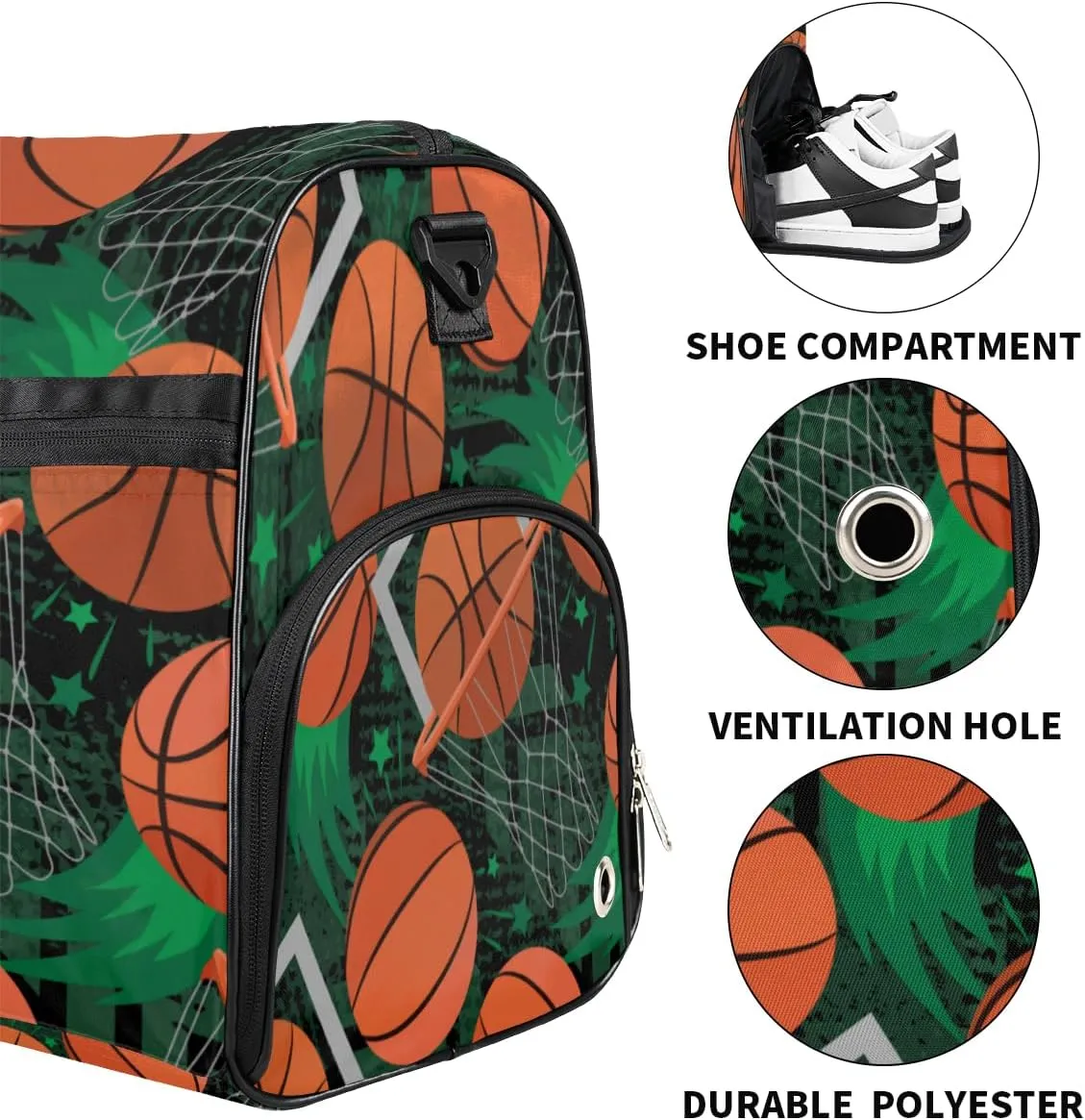 Personalized Gym Bag for Boys Men, Personalized Custom Sports Duffle Bag with Shoes Compartment, Customized Dance Bag Weekender Overnight Bag Travel Duffel Bag, Sports Basketball Shoot Box