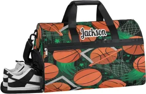 Personalized Gym Bag for Boys Men, Personalized Custom Sports Duffle Bag with Shoes Compartment, Customized Dance Bag Weekender Overnight Bag Travel Duffel Bag, Sports Basketball Shoot Box