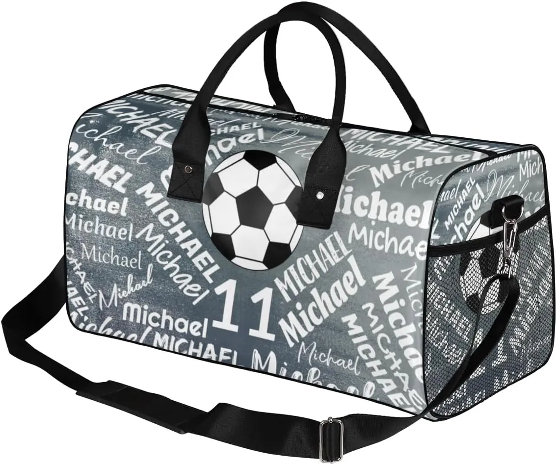 Personalized Gym Bag Sports Bag with Name, Custom Duffel Bag Travel Weekender Bags Carry on Bag, Gray