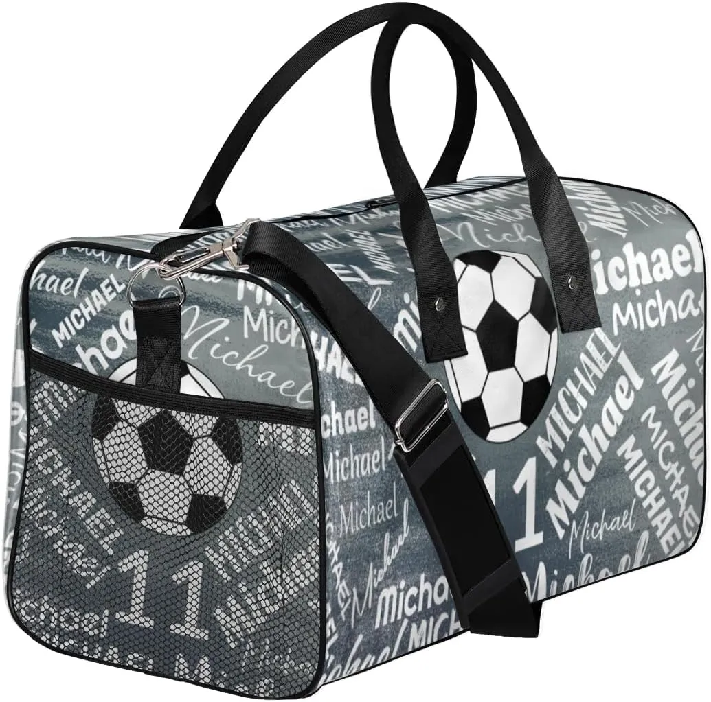 Personalized Gym Bag Sports Bag with Name, Custom Duffel Bag Travel Weekender Bags Carry on Bag, Gray