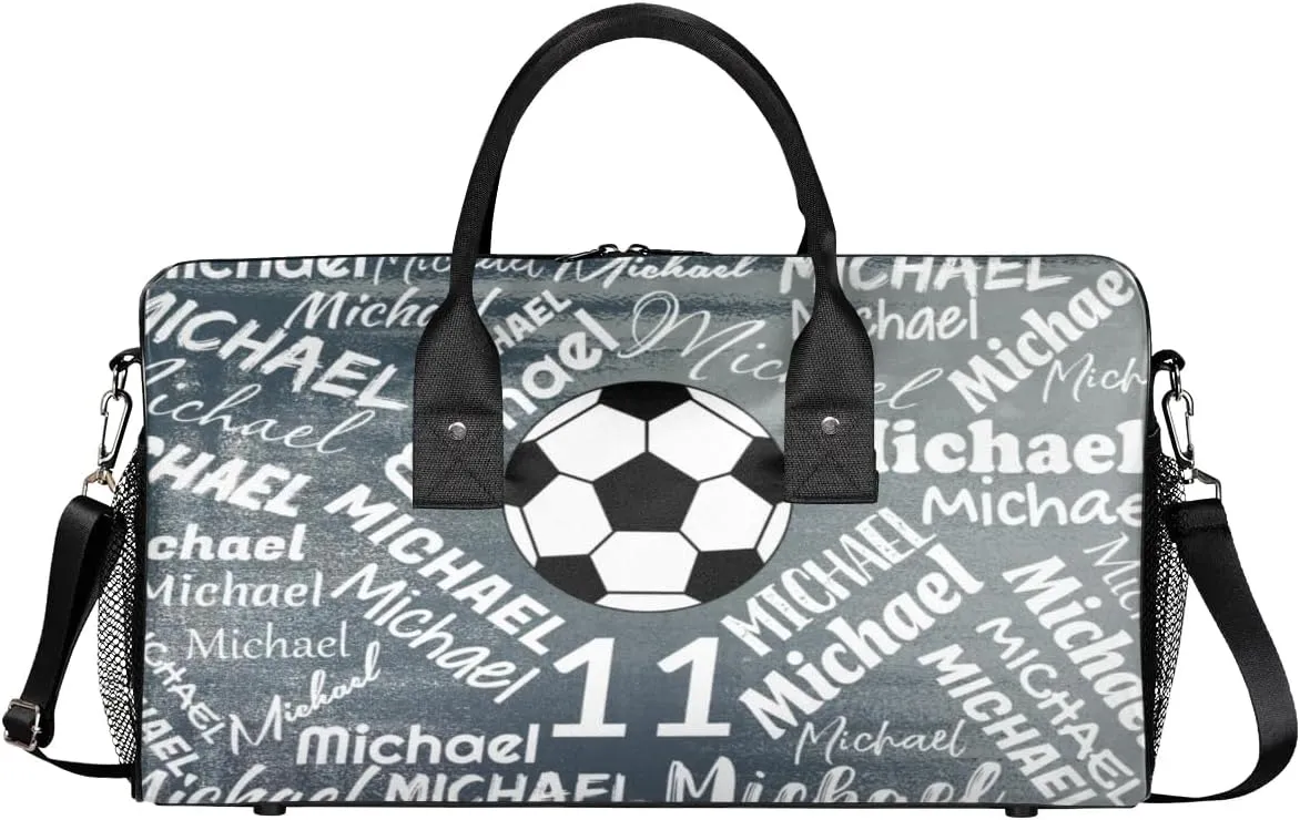 Personalized Gym Bag Sports Bag with Name, Custom Duffel Bag Travel Weekender Bags Carry on Bag, Gray