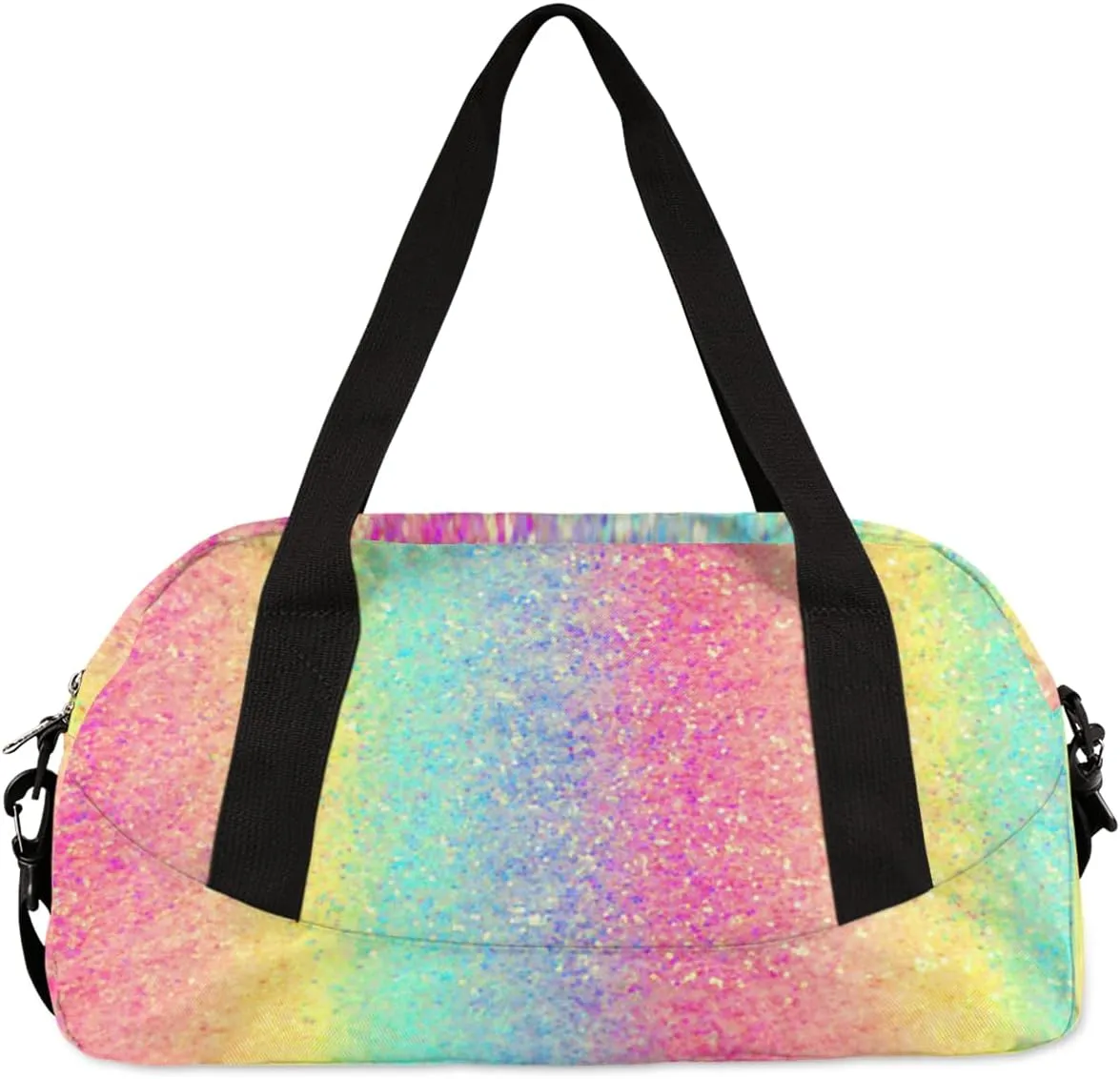 Personalized Gymnastics Bag for Girls, Custom Name Carry On Weekender Gymnastics Dance Bag for Women Travel Business Trip, Colorful Glitters Sequins Pink Yellow