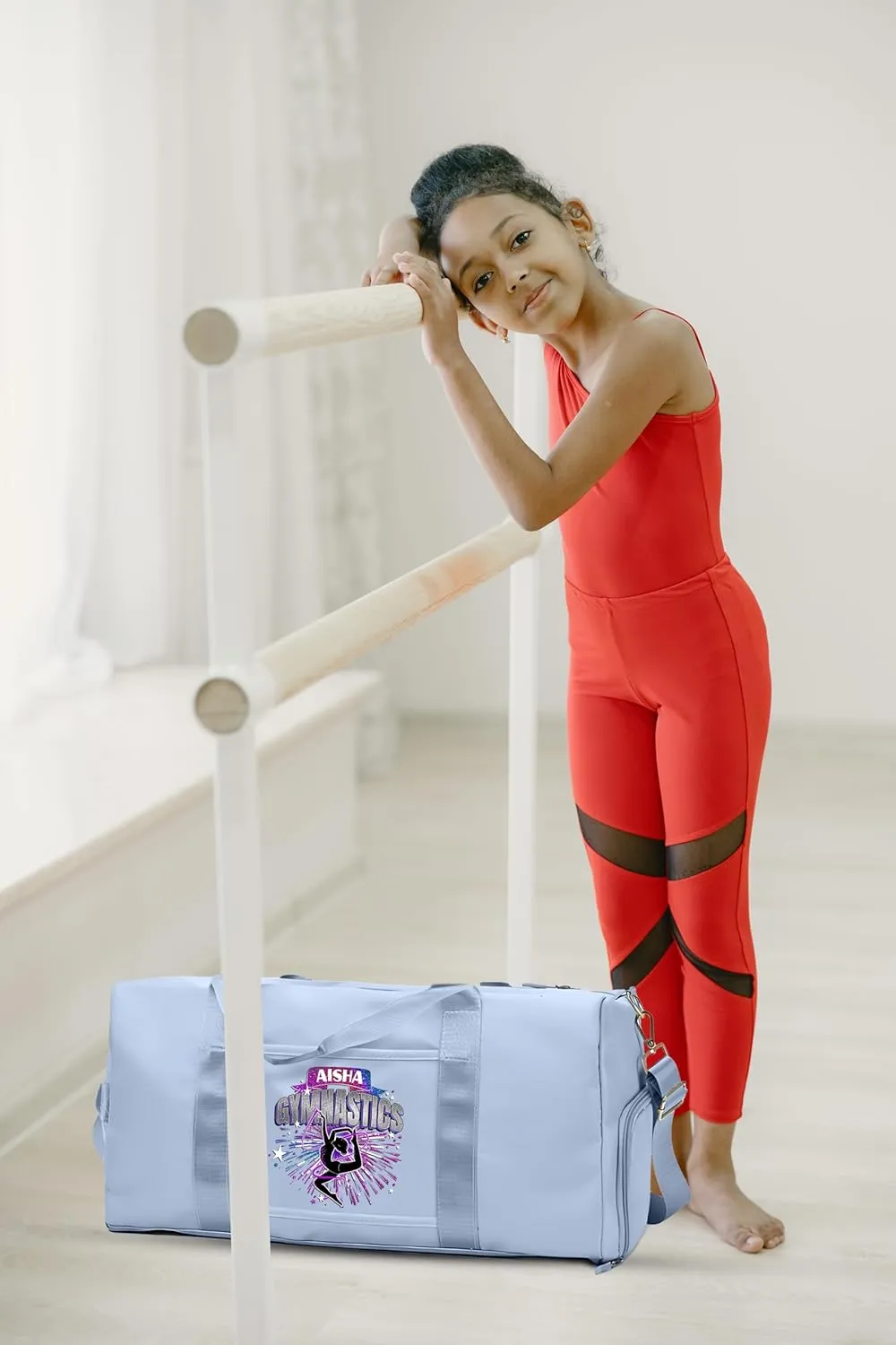 Personalized Gymnastics Duffle Bag for Women, Girls - Custom Duffel Bag - Different Color & Design Options - Blue