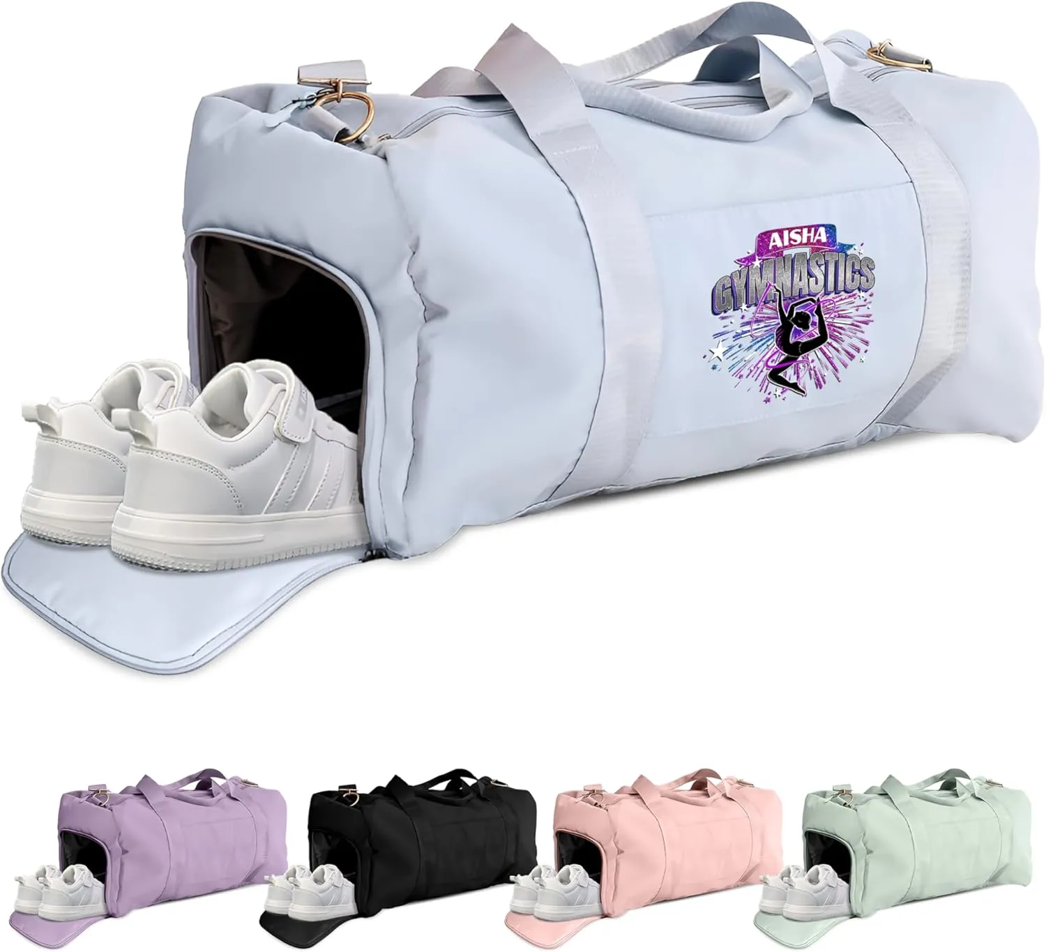 Personalized Gymnastics Duffle Bag for Women, Girls - Custom Duffel Bag - Different Color & Design Options - Blue