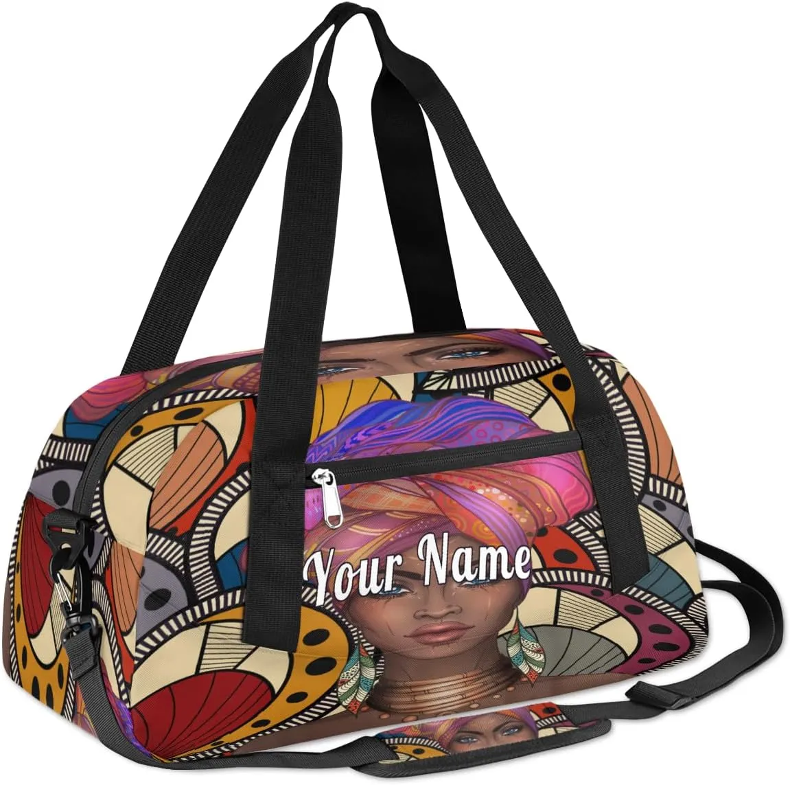 Personalized Kids Duffel Bag African Afro Woman,Custom Sport Gym Bag for Boys Girls,WWeekender Overnight Bags Travel Duffel Bag,Customized Kids Gift