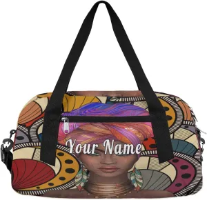 Personalized Kids Duffel Bag African Afro Woman,Custom Sport Gym Bag for Boys Girls,WWeekender Overnight Bags Travel Duffel Bag,Customized Kids Gift