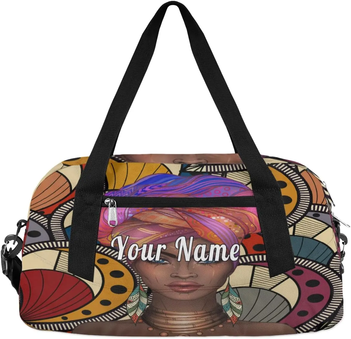 Personalized Kids Duffel Bag African Afro Woman,Custom Sport Gym Bag for Boys Girls,WWeekender Overnight Bags Travel Duffel Bag,Customized Kids Gift