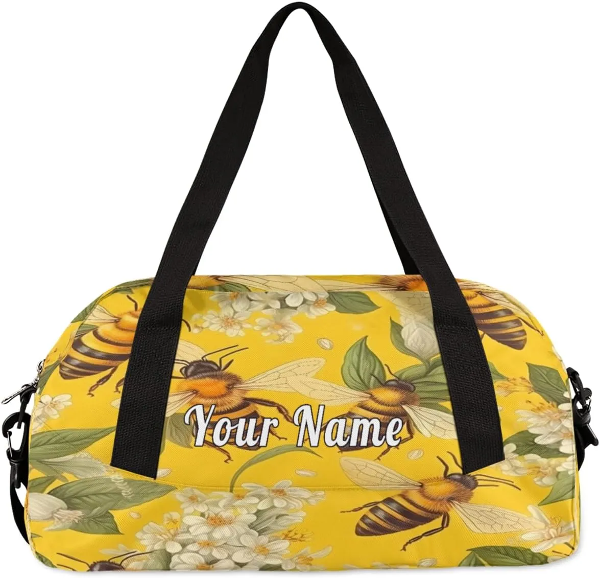 Personalized Kids Duffel Bag Animal Bee Flower,Custom Sport Gym Bag for Boys Girls,WWeekender Overnight Bags Travel Duffel Bag,Customized Kids Gift