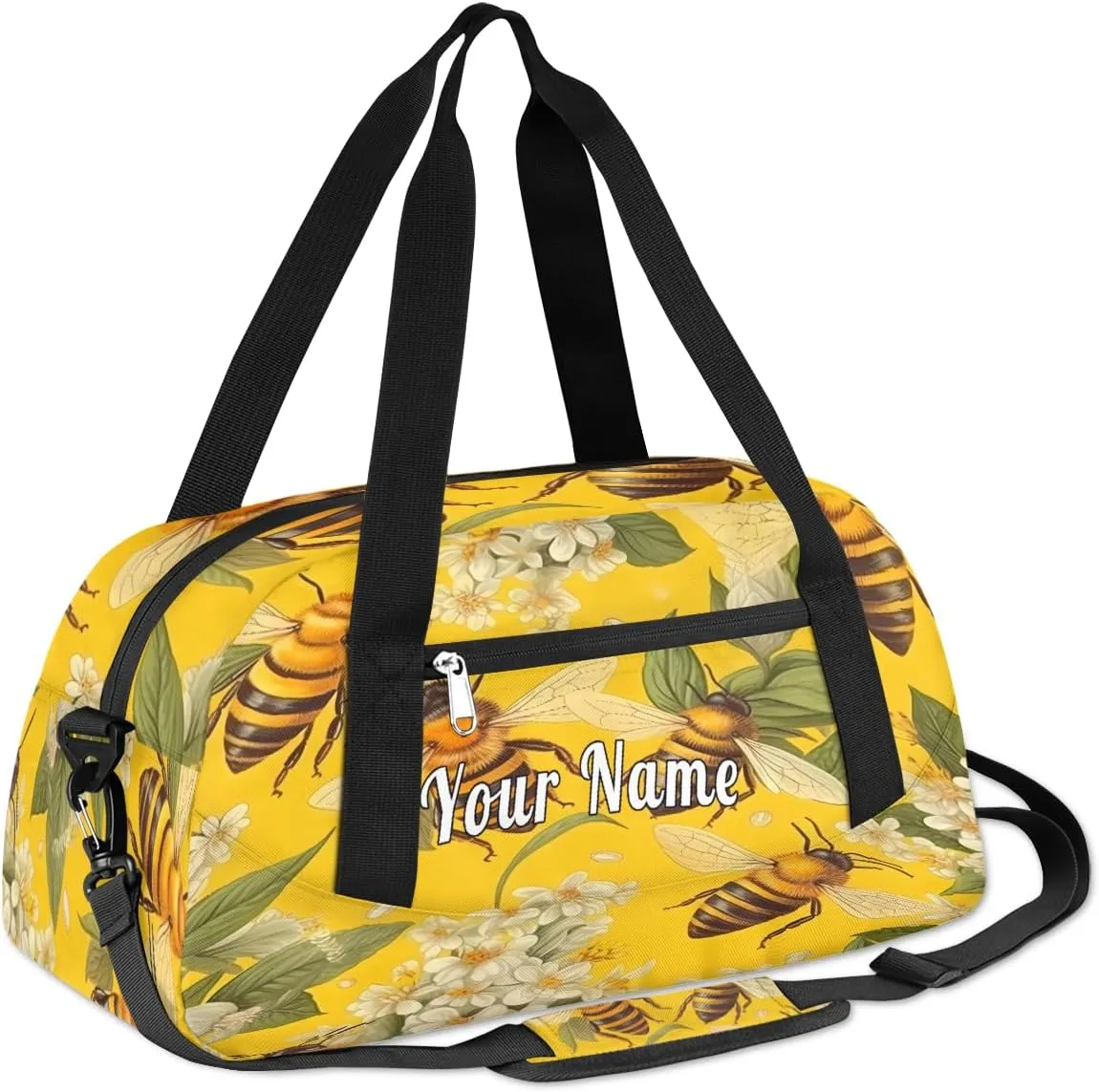 Personalized Kids Duffel Bag Animal Bee Flower,Custom Sport Gym Bag for Boys Girls,WWeekender Overnight Bags Travel Duffel Bag,Customized Kids Gift