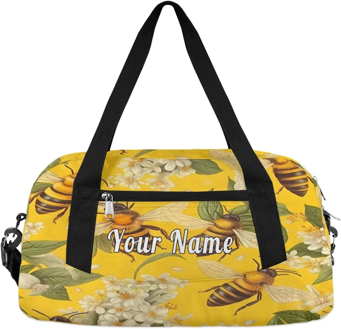 Personalized Kids Duffel Bag Animal Bee Flower,Custom Sport Gym Bag for Boys Girls,WWeekender Overnight Bags Travel Duffel Bag,Customized Kids Gift