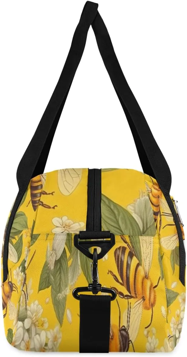 Personalized Kids Duffel Bag Animal Bee Flower,Custom Sport Gym Bag for Boys Girls,WWeekender Overnight Bags Travel Duffel Bag,Customized Kids Gift