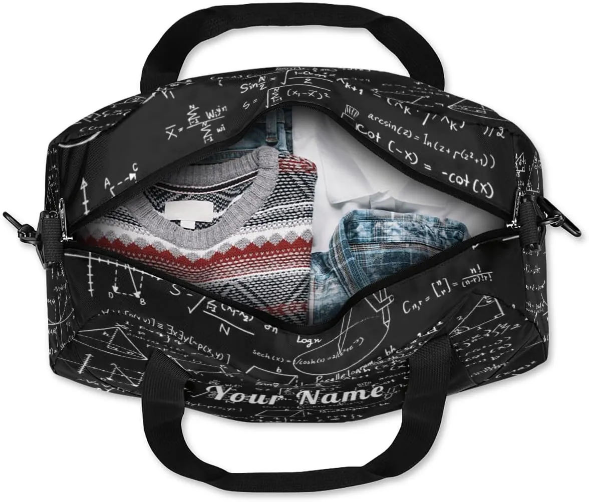 Personalized Kids Duffel Bag Education Math Formula,Custom Sport Gym Bag for Boys Girls,WWeekender Overnight Bags Travel Duffel Bag,Customized Kids Gift