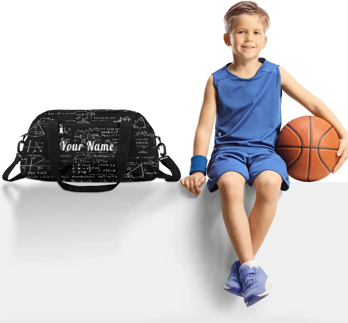 Personalized Kids Duffel Bag Education Math Formula,Custom Sport Gym Bag for Boys Girls,WWeekender Overnight Bags Travel Duffel Bag,Customized Kids Gift