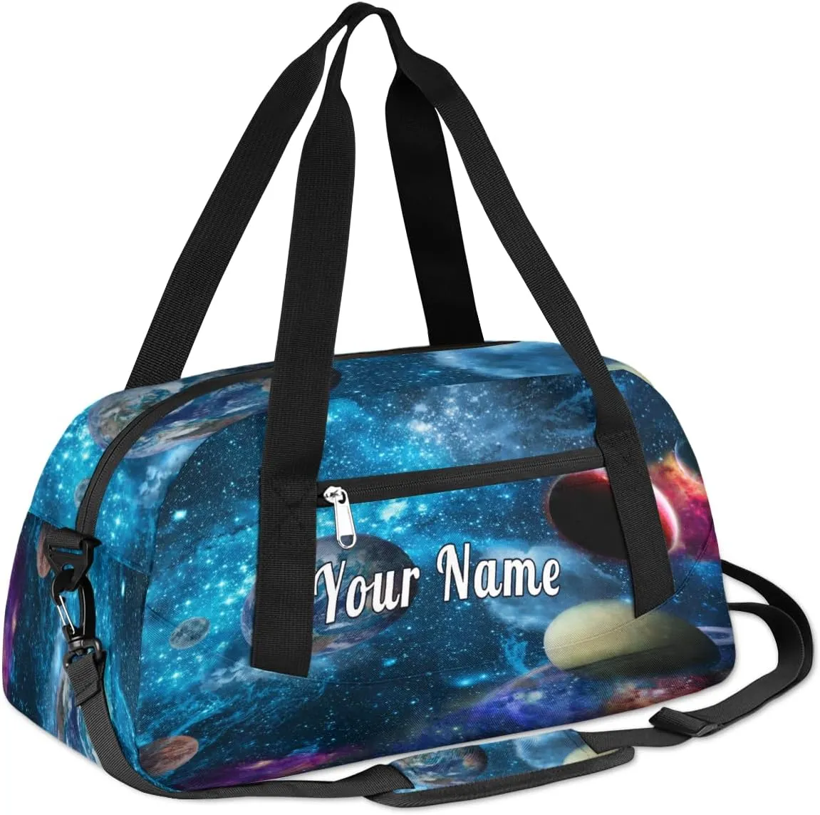 Personalized Kids Duffel Bag Galaxy Universe Solar System Planet,Custom Sport Gym Bag for Boys Girls,WWeekender Overnight Bags Travel Duffel Bag,Customized Kids Gift