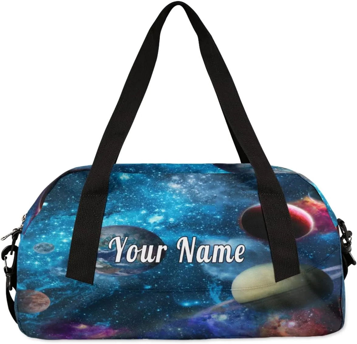 Personalized Kids Duffel Bag Galaxy Universe Solar System Planet,Custom Sport Gym Bag for Boys Girls,WWeekender Overnight Bags Travel Duffel Bag,Customized Kids Gift